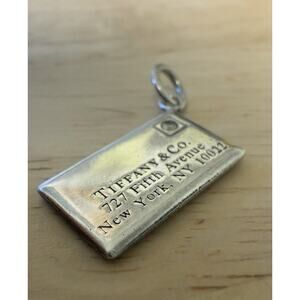 Tiffany & Co. Silver Diamond Envelope Address Pendant Charm Necklace Bracelet